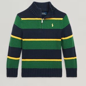 Polo Ralph Lauren Boys' Striped Cotton Quarter-Zip Sweater 2